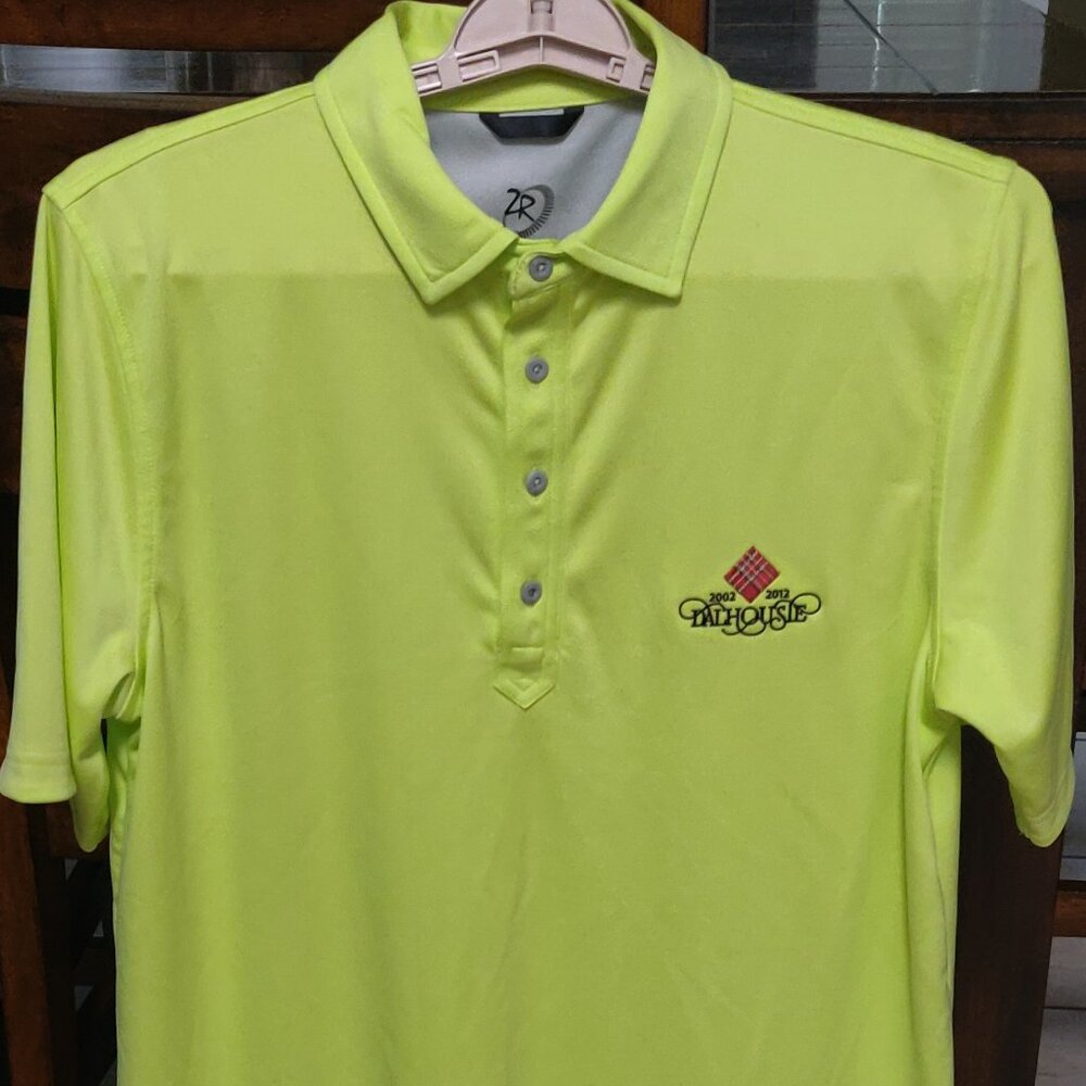 Zero Restriction Tour Series Golf Polo Neon Yellow Dalhousie Logo SIZE MEDIUM